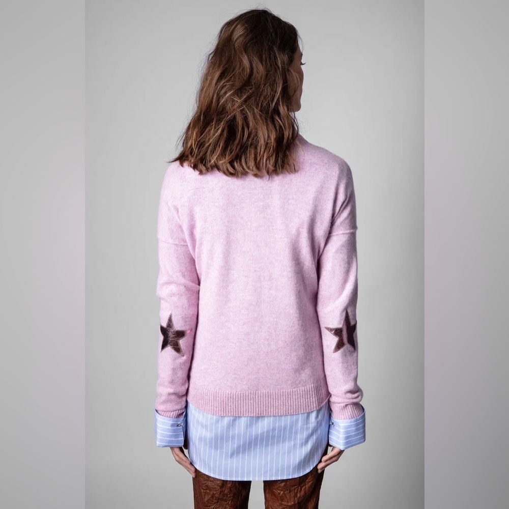 Zadig & Voltaire Cici Star Patch Cashmere Knit ā Rose Metallic ā NWOT ā Rare